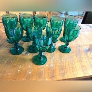 Set of 10 Libby Duratuff Juniper Dark Green Gibaltrar Goblets